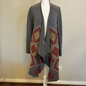 Johnny Was Aztec Gray Patterned Cardigan Sweater Women's Size Small